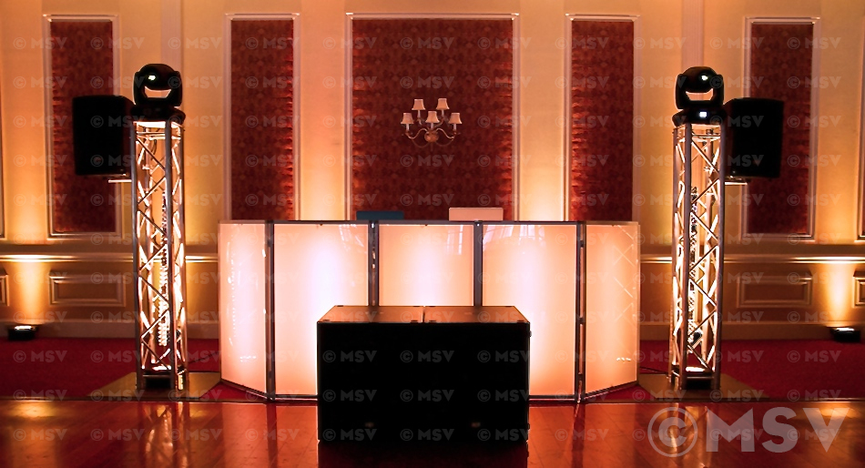 MSV DJ Setup with amber lighting