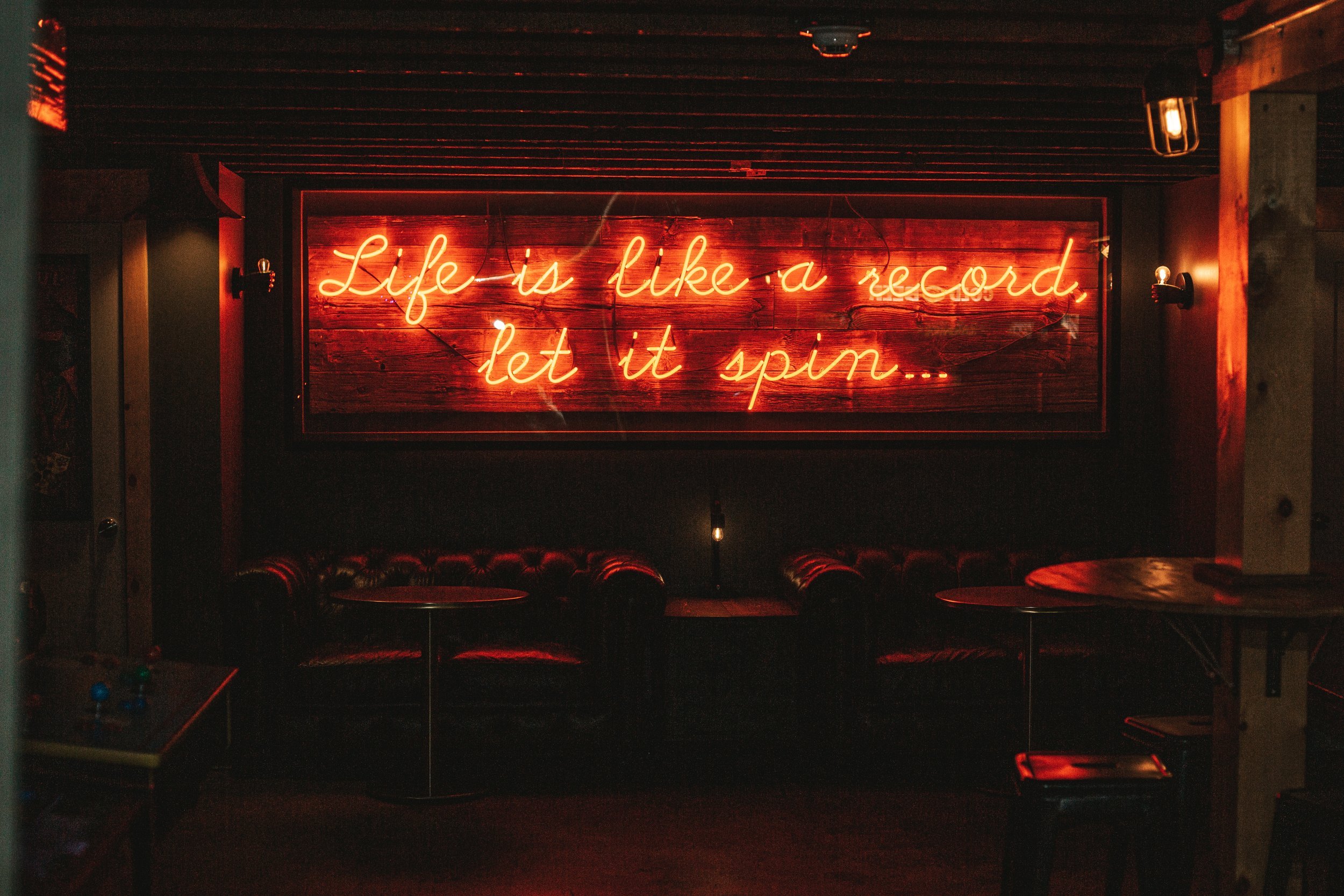 Life is like a record neon sign